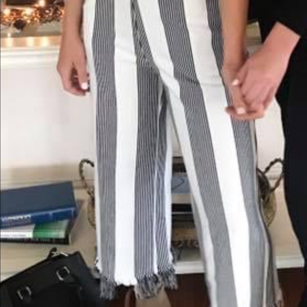 Striped Fringe Bottom Pants